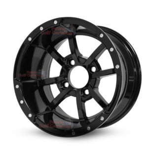 12" Storm Trooper Gloss Black Golf Cart Wheels - 12x7 ET-15