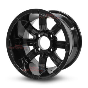 12" Tempest Gloss Black Golf Cart Wheels - 12x7 ET-20