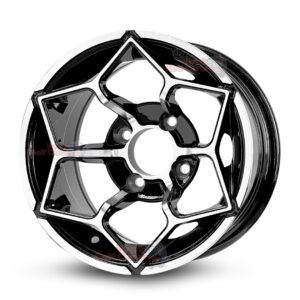 12" Hammerhead Black/Machined Golf Cart Wheels - 12x7 ET-20