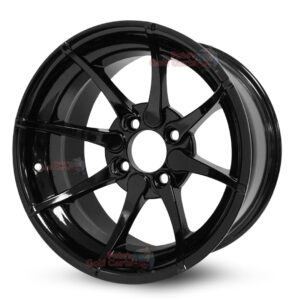 14″ Hydra Gloss Black Golf Cart Wheels Set of 4 | ET -12mm 14″x7″