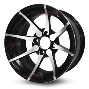 14″ Kraken Machined Black Golf Cart Wheels Set of 4 | ET -10mm 14″x7″