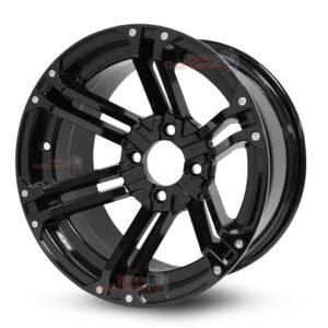 14″ Terminator Gloss Black Golf Cart Wheels Set of 4 | ET -20mm 14″x7″