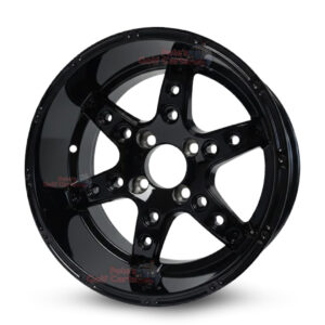 14″ Dominator Gloss Black Golf Cart Wheels Set of 4 | ET -20mm 14″x7″