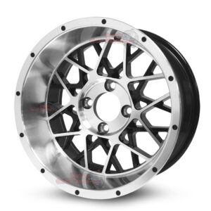 14″ Matrix Black/Machined Golf Cart Wheels Set of 4 | ET -15mm 14″x7″