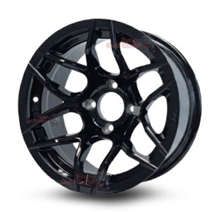 14″ Rally Gloss Black Golf Cart Wheels Set of 4 | ET -20mm 14″x7″