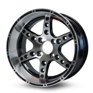 14″ Dominator Black/Machined Golf Cart Wheels Set of 4 | ET -20mm 14″x7″