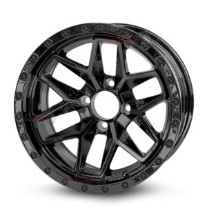 14″ Widow Gloss Black Golf Cart Wheels Set of 4 | ET -20mm 14″x7″