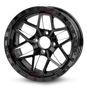 14″ Widow White/Black Golf Cart Wheels Set of 4 | ET -20mm 14″x7″