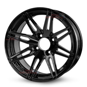 14″ Lynx Gloss Black Golf Cart Wheels Set of 4 | ET -20mm 14″x7″