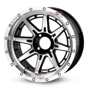 14″ Wolverine Black/Machined Golf Cart Wheels Set of 4 | ET -20mm 14″x7″