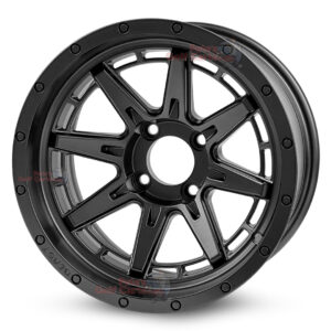 14″ Wolverine Matte Black Golf Cart Wheels Set of 4 | ET -20mm 14″x7″