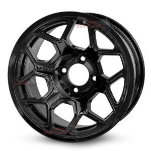 14″ Yeti Gloss Black Golf Cart Wheels Set of 4 | ET -20mm 14″x7″