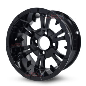 15″ Vampire Gloss Black Golf Cart Wheels Set of 4 | ET -20mm 15″x7″
