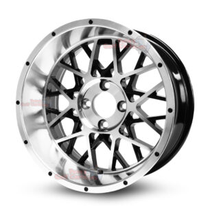 15″ Matrix Machined Black Golf Cart Wheels Set of 4 | ET -20mm 15″x7″