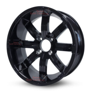 15″ Tempest Gloss Black Golf Cart Wheels Set of 4 | ET -20mm 15″x7″