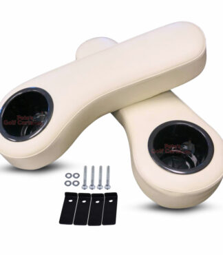 White-Golf-Cart-cup-holders-arm-rest-cushions-AR0009-with-hardware-and-support-brackets