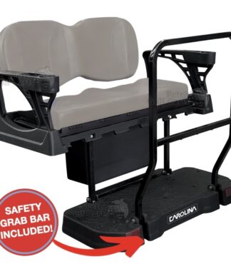 Yamaha-G29-Drive-golf-cart-rear-seat-kit-STONE-deluxe-cushions-SGC-carolina-premium-flip-seat-with-grab-bar-and-ice-box