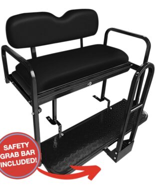 Yamaha-G29-Drive-rear-seat-kit-SGC-nomad-black-white-cushions-flip-seat-with-grab-bar