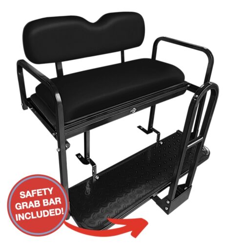 Yamaha-G29-Drive-rear-seat-kit-SGC-nomad-black-white-cushions-flip-seat-with-grab-bar