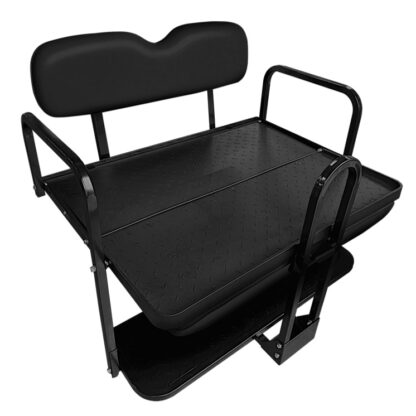 Yamaha-G29-Drive-rear-seat-kit-SGC-nomad-black-white-cushions-flip-seat-with-grab-bar-open