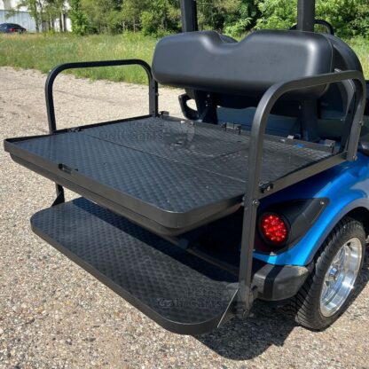 Yamaha-drive-g29-golf-cart-rear-seat-black-by-ridealong-with-heavy-duty-installation-hardware-and-clear-installation-instructions-petesgolfcarts-with-cooler-box