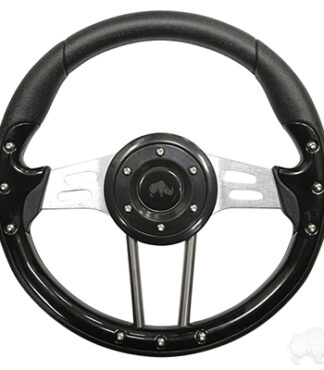 Golf Cart Steering Wheel 13 Inch Black Grip Aluminum Spokes
