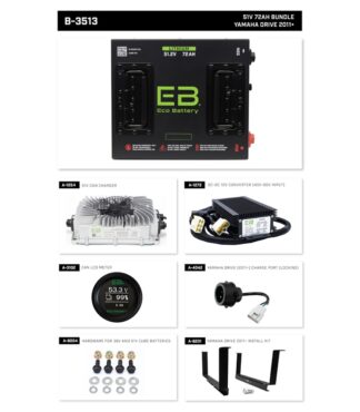 72 amp hour 48 volt lithium battery conversion kit for 2011 and newer Yamaha Drive and 2017 and newer Drive2 golf cart models, Item # B-3513.