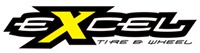 Excel tire and wheel manufacturer small color logo, manufacturer of wheels and tires for the golf cart industry.
