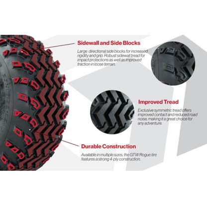GTW Rogue golf cart tire tread design and feature photo.
