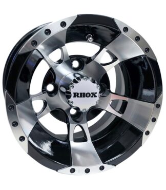 10" RX190 black and machined finish golf cart wheel by RHOX.