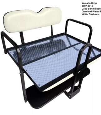 yamaha-drive-g29-white-rear-seat-kit-includes-grab-bar-diamond-plated-bed